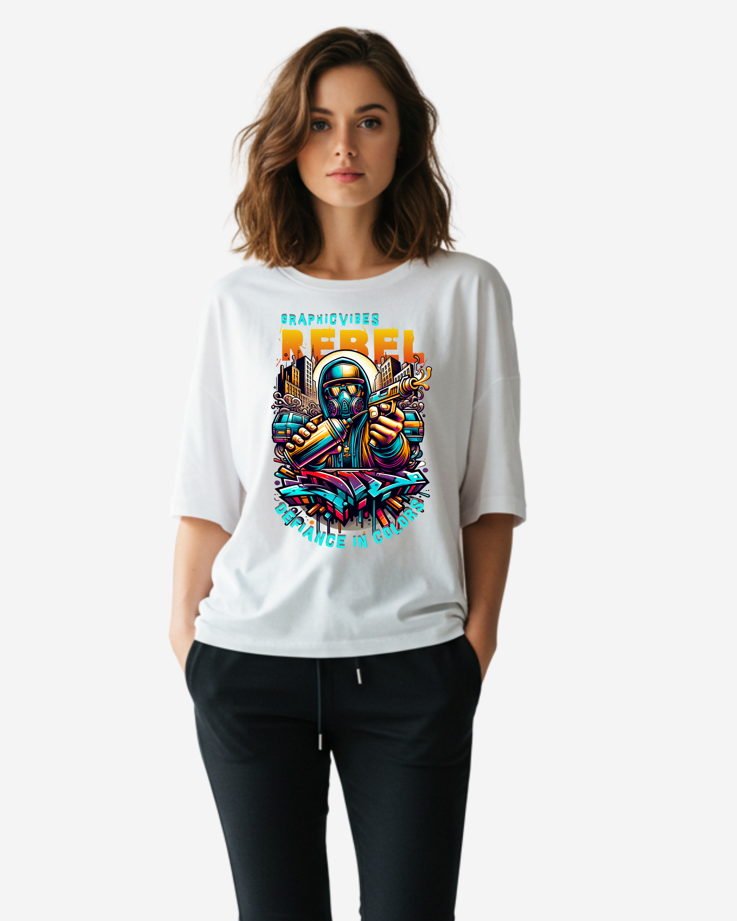Rebel Defiance in Colors Women's Oversized T-Shirt