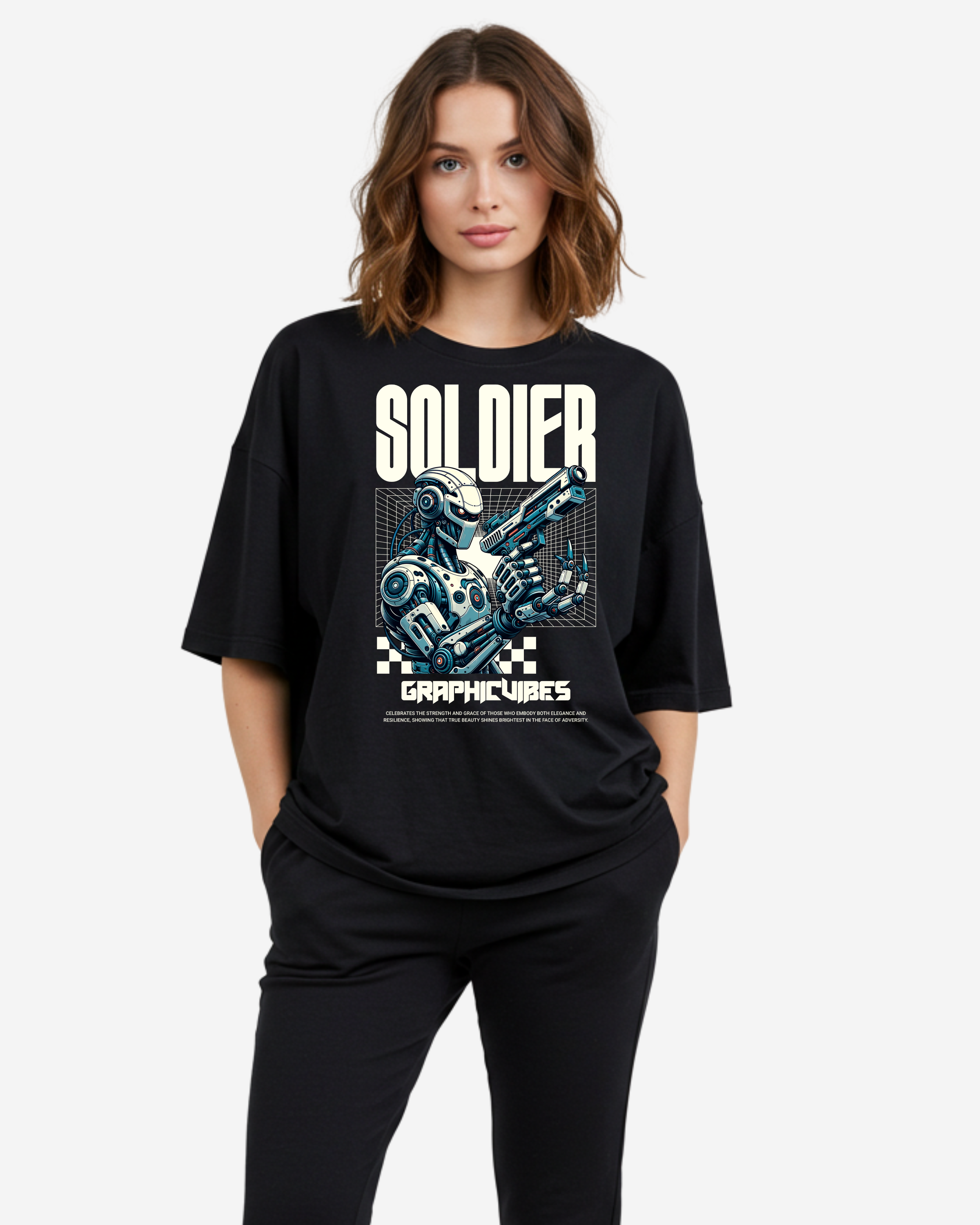 Robot Soldier Women's Oversized T-Shirt