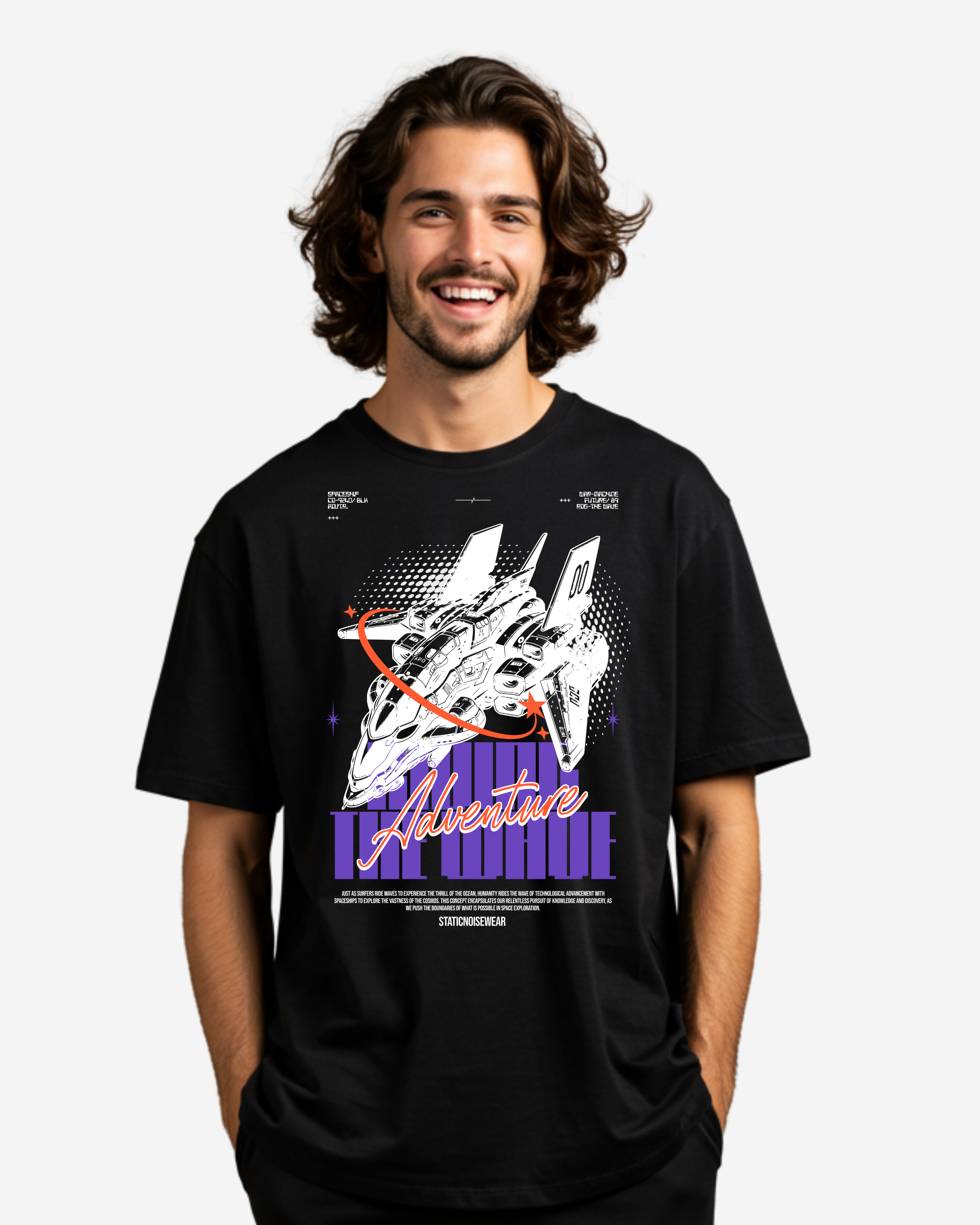 Spaceship Anime Adventure Men's Oversized T-Shirt