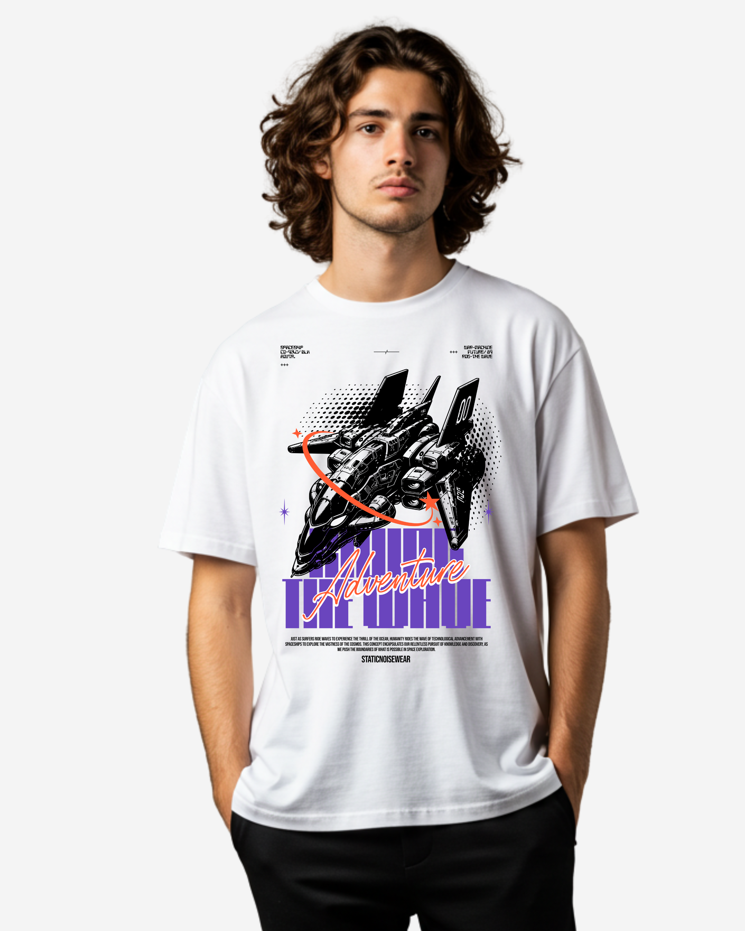 Spaceship Anime Adventure Men's Oversized T-Shirt