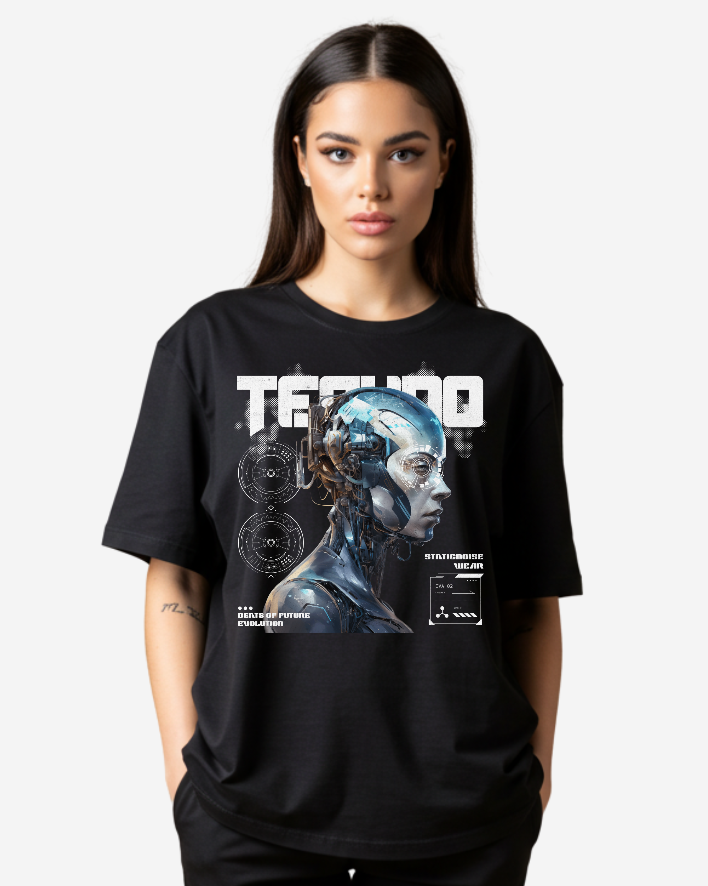 Techno Futuristic Women's Oversized T-Shirt