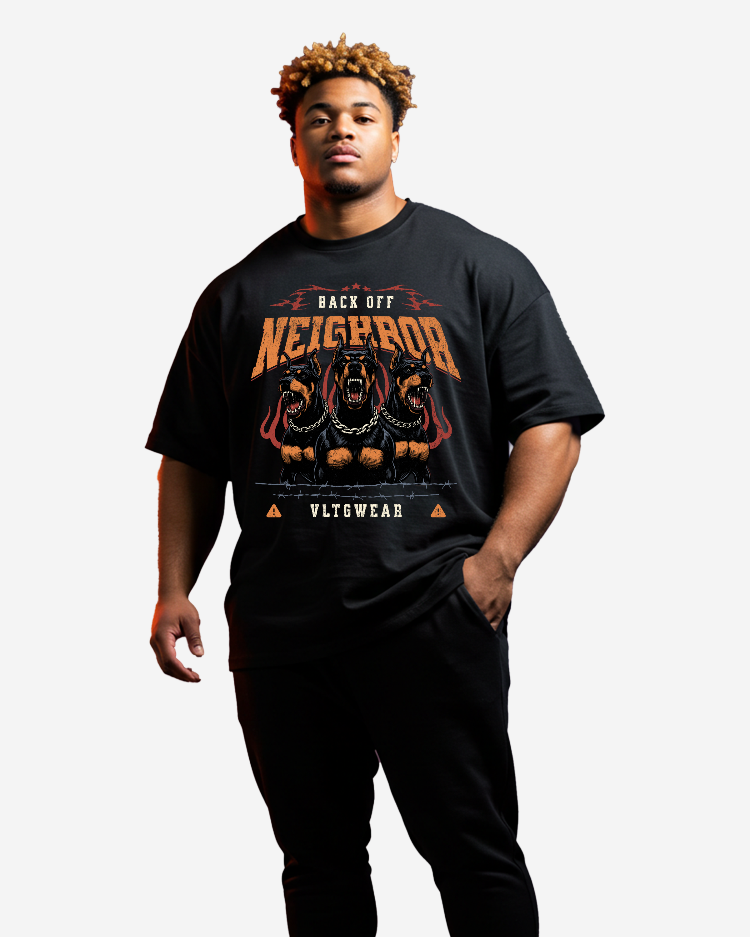 Three fierce doberman dogs Men's Oversized T-Shirt