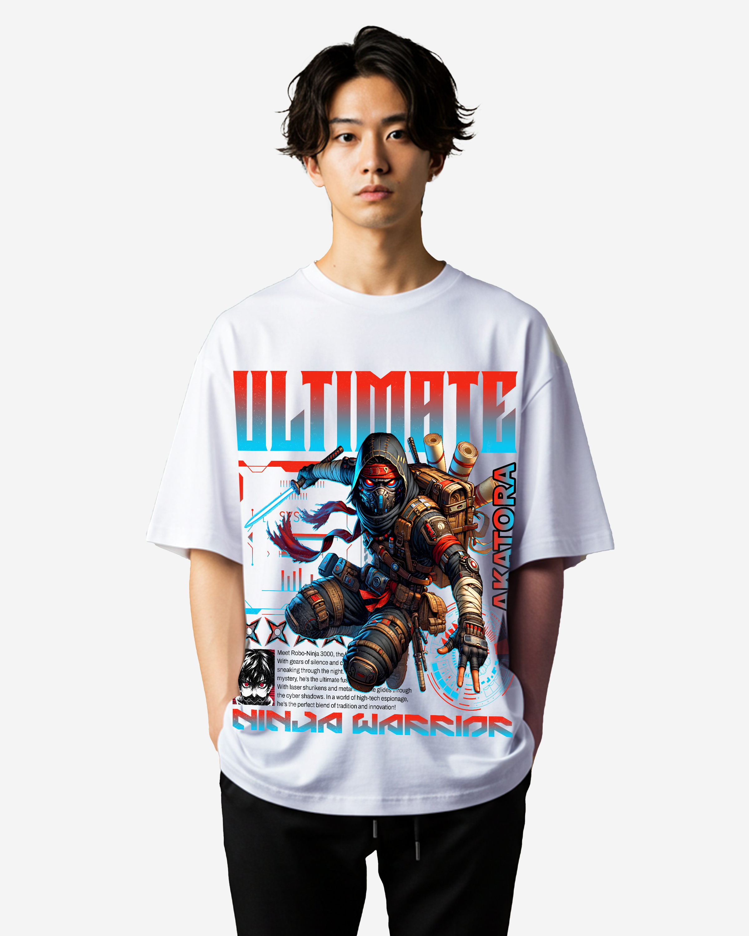 Ultimate Ninja Warrior Robot Japan Shinobi Oversized T-Shirts