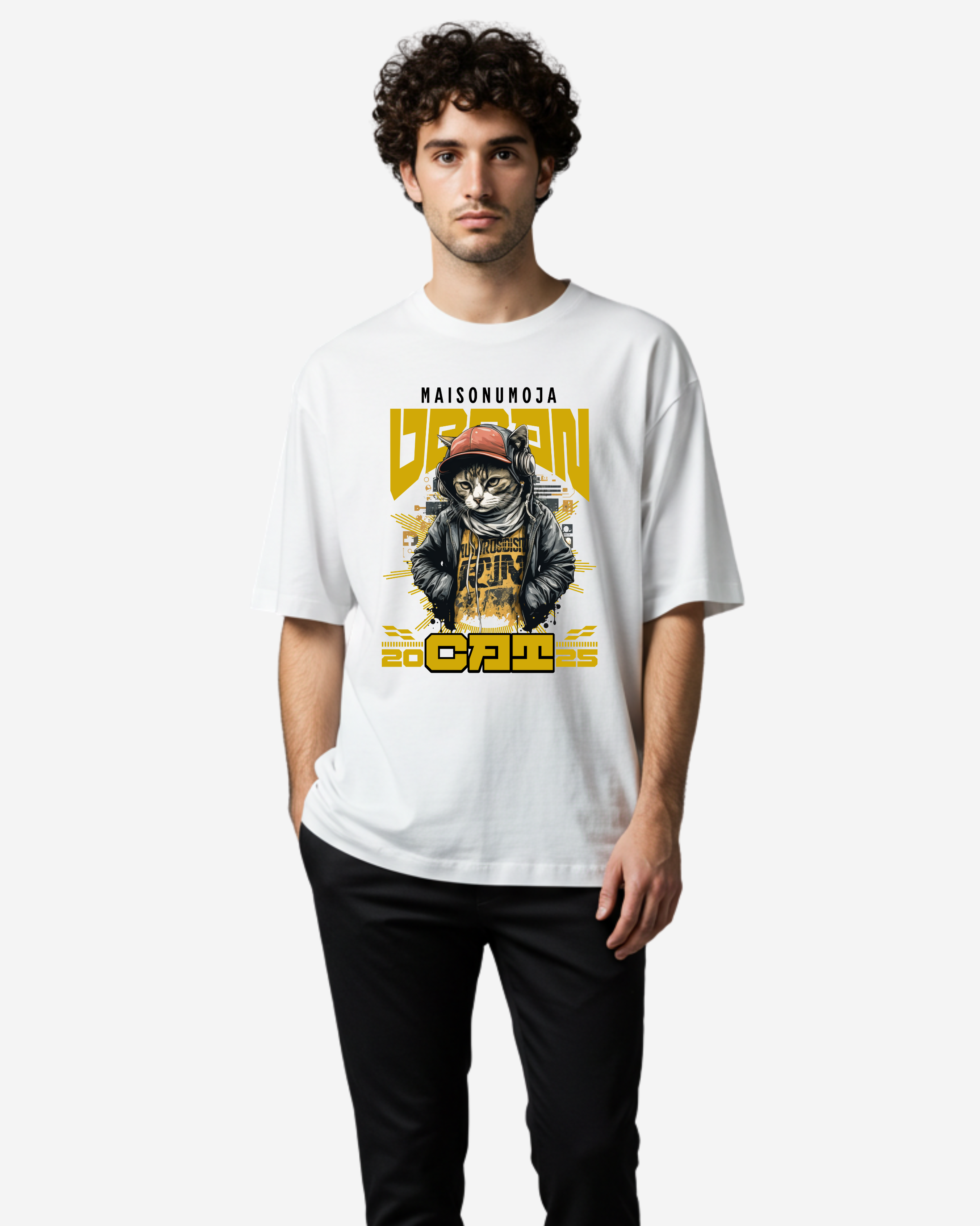 Urban Hip Hop Cat Oversized T-Shirt