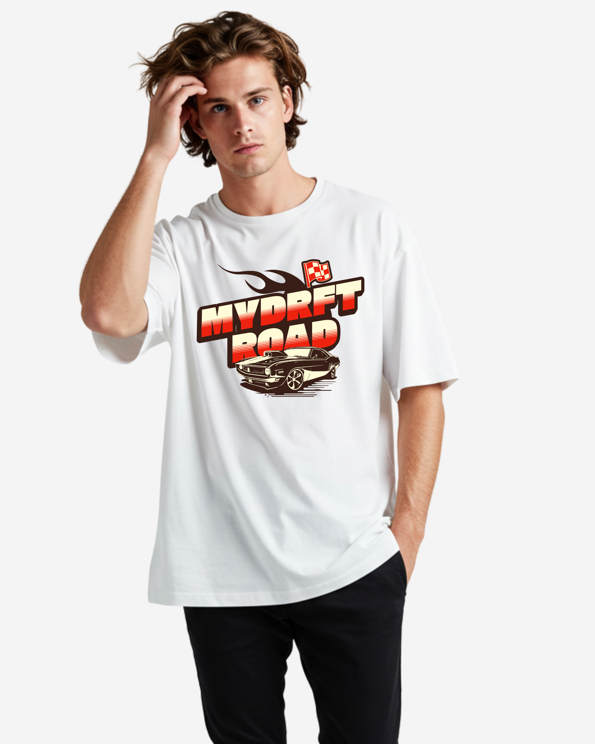 Typography Car (1) Oversized T-Shirt