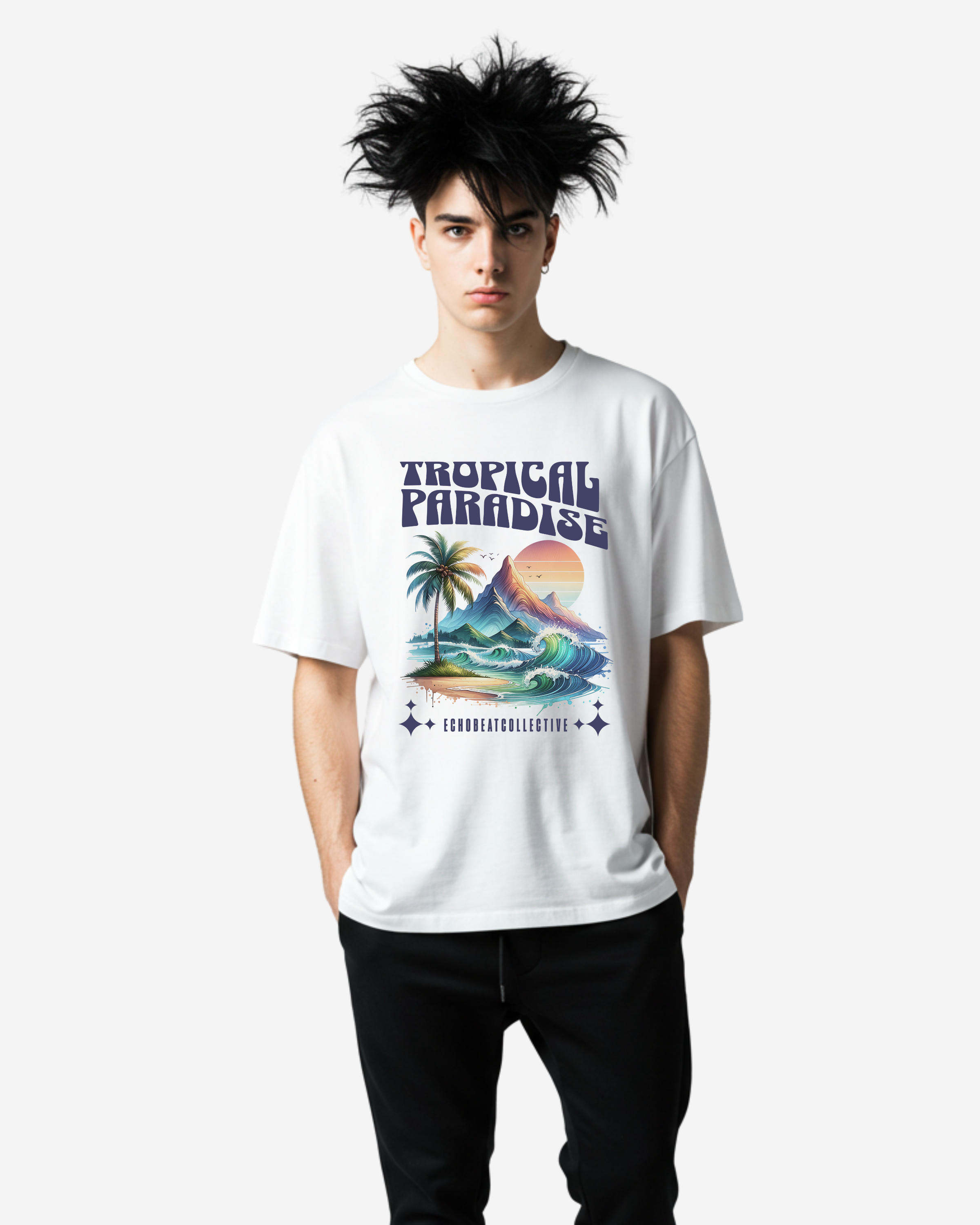 Beach tropical paradise Men's Oversized T-Shirt