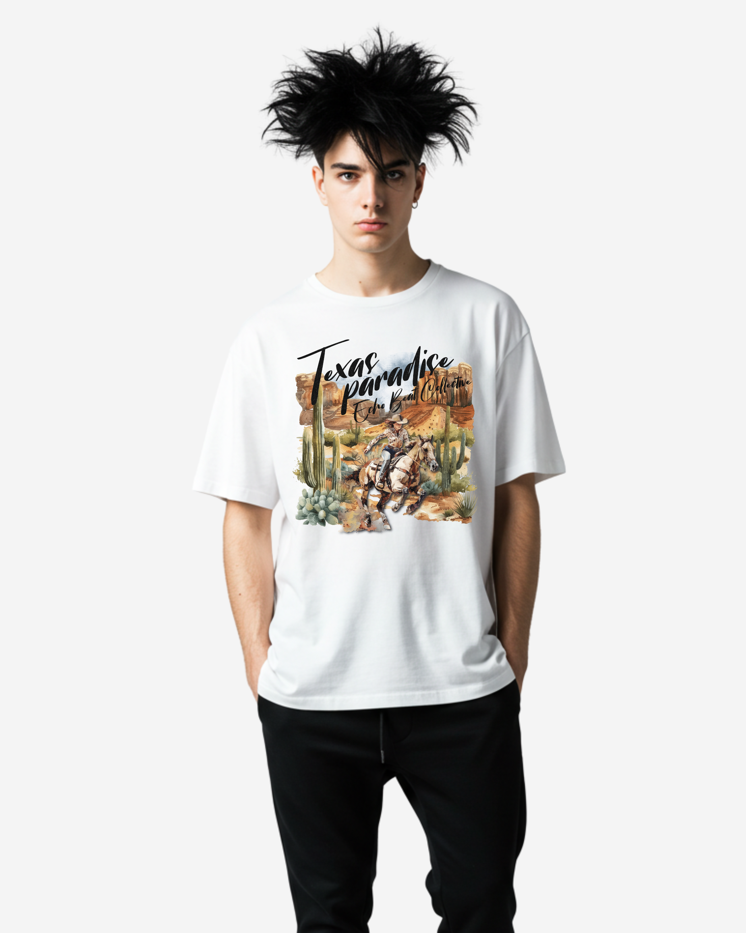Texas Paradise Watercolor Men's Oversized T-Shirt