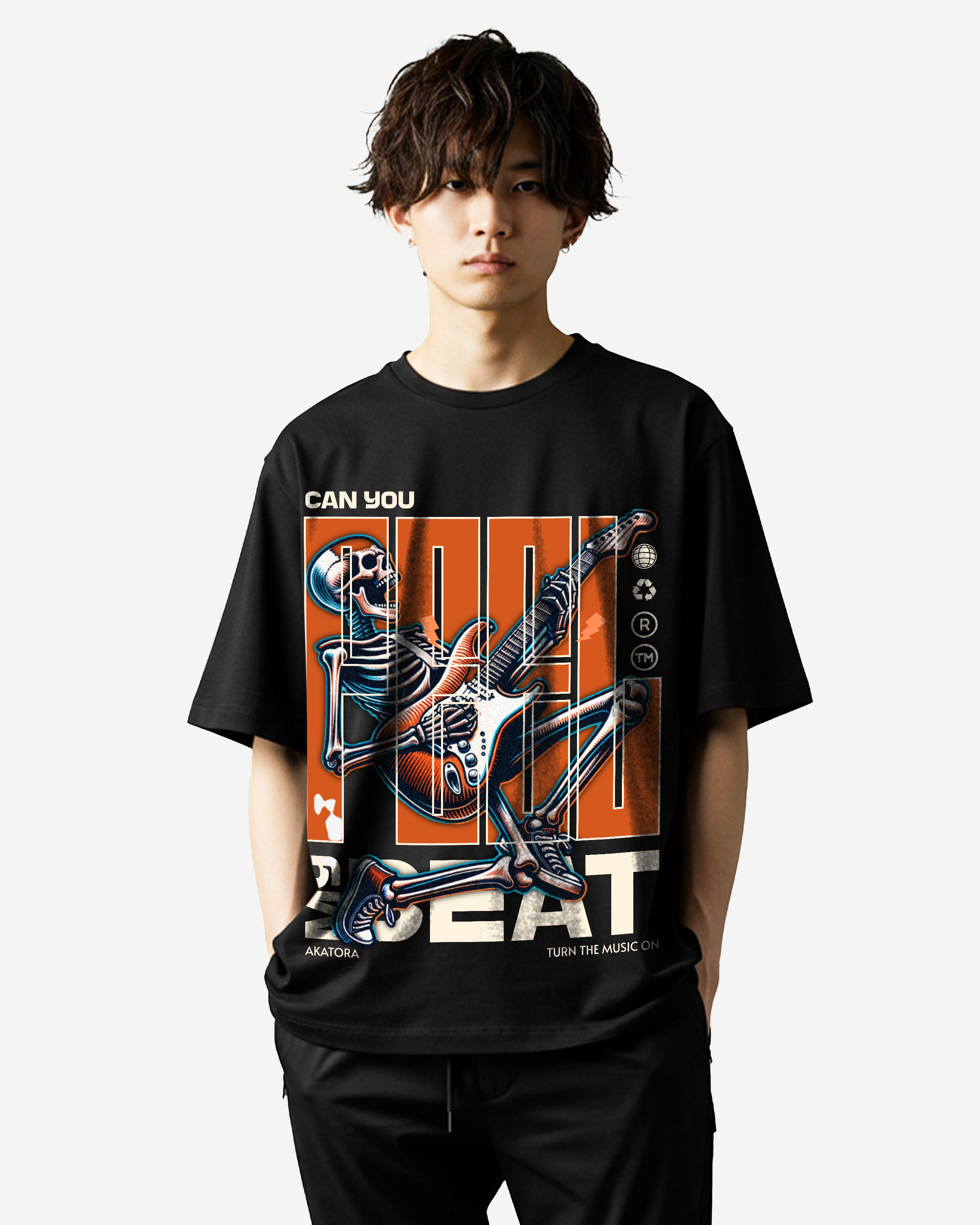Skeleton Rocket Beat Oversized T-Shirts