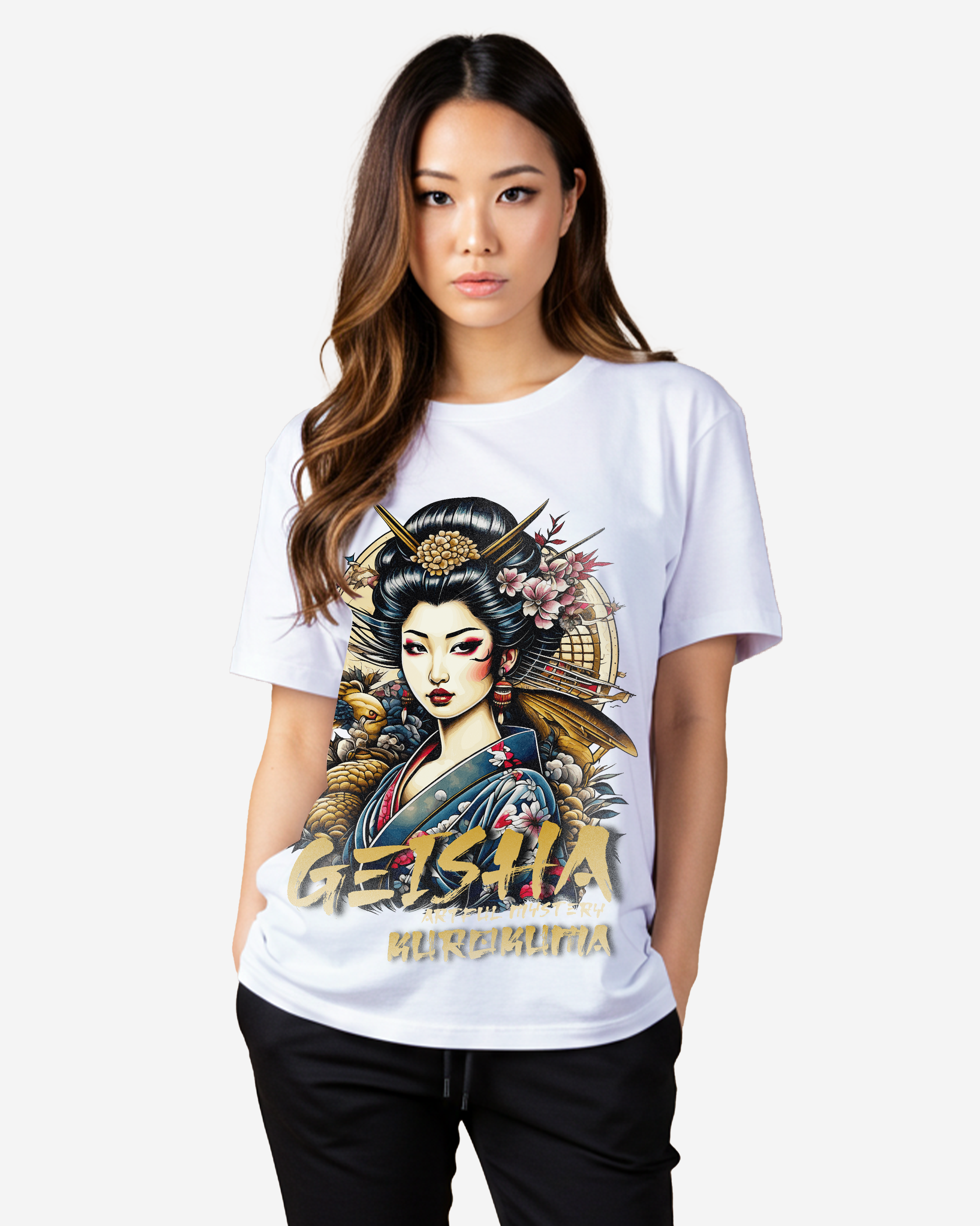 Geisha Artful Mystery Oversized T-Shirt